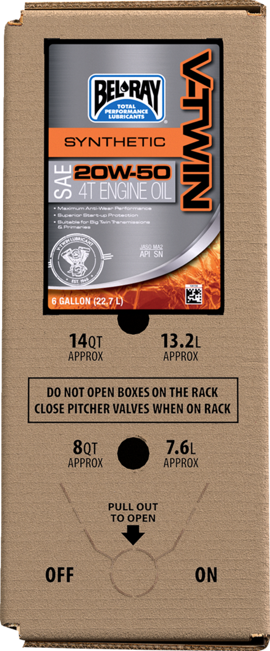 BEL-RAY V-Twin Synthetic Oil - 20W-50 - 6 U.S. gal. - Bag-In-Box 303133150033