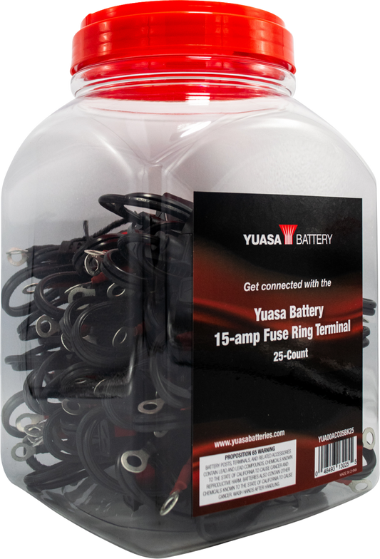 YUASA Ring Terminals - Battery Charger - 15 A - 25 Pack YUA00ACC05BK25