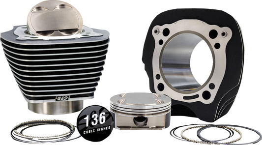 S&S CYCLE 132" High Compression | 136" Big Bore Kit - 4.320" Bore - Black w/Highlighted Fins - M8 910-0909A