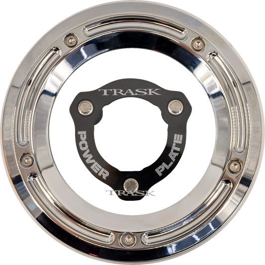 TRASK Derby Cover with Power Plate - Chrome/Black - Kit - '17-'25 Harley-Davidson TM-0051-CH-BK