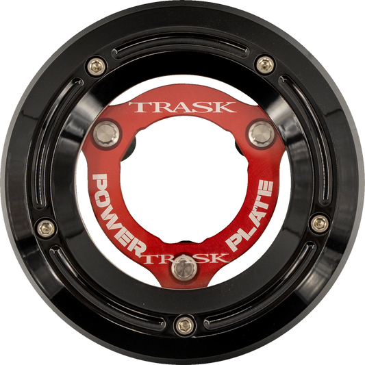 TRASK Derby Cover with Power Plate - Black/Red - Kit - '18-'25 Softail TM-0052-BK-RD