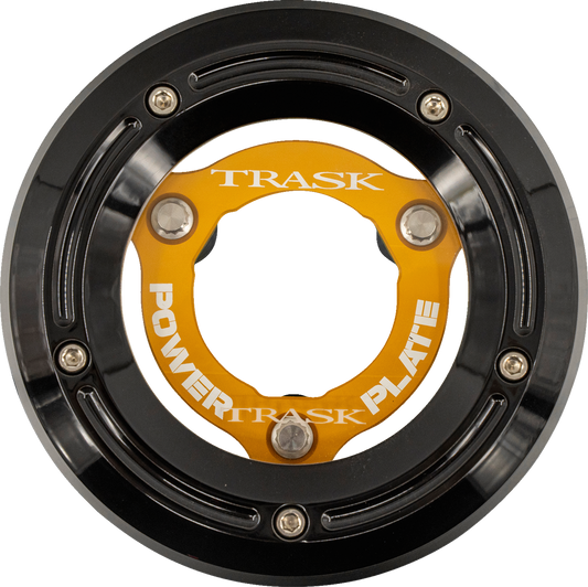 TRASK Derby Cover with Power Plate - Black/Gold - Kit - '18-'25 Softail TM-0052-BK-GD