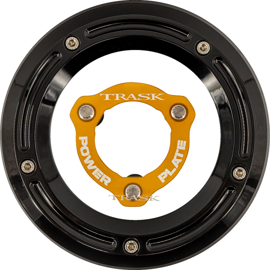 TRASK Derby Cover with Power Plate - Black/Gold - Kit - '17-'25 Harley-Davidson TM-0051-BK-GD