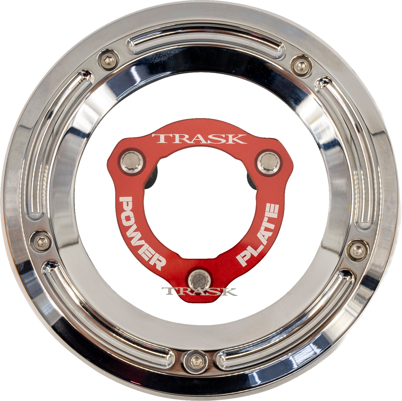 TRASK Derby Cover with Power Plate - Chrome/Red - Kit - '17-'25 Harley-Davidson TM-0051-CH-RD