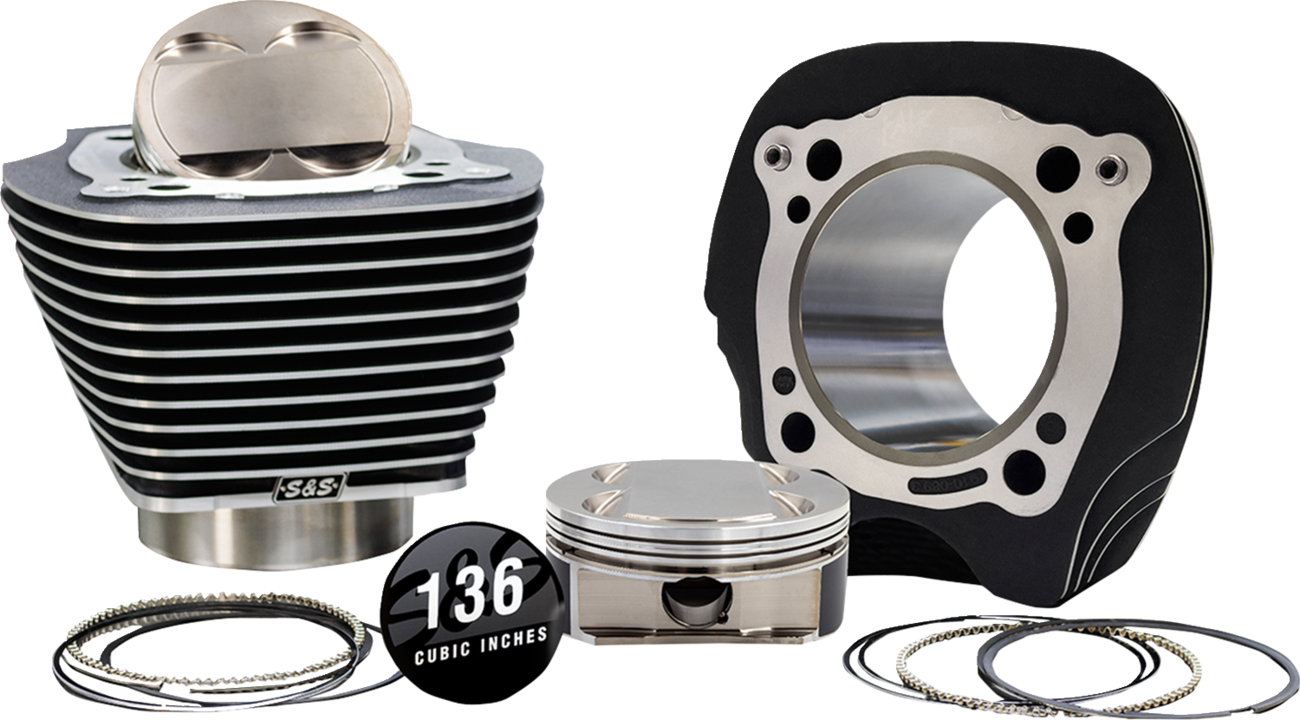 S&S CYCLE 132" High Compression | 136" Big Bore Kit - 4.320" Bore - Black w/Highlighted Fins - M8 910-1008A
