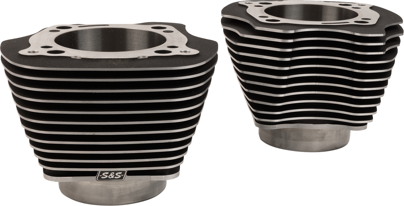 S&S CYCLE Cylinder Set - 4.320" Bore - Unhoned - Black w/Highlighted Fins - M8 910-1005A