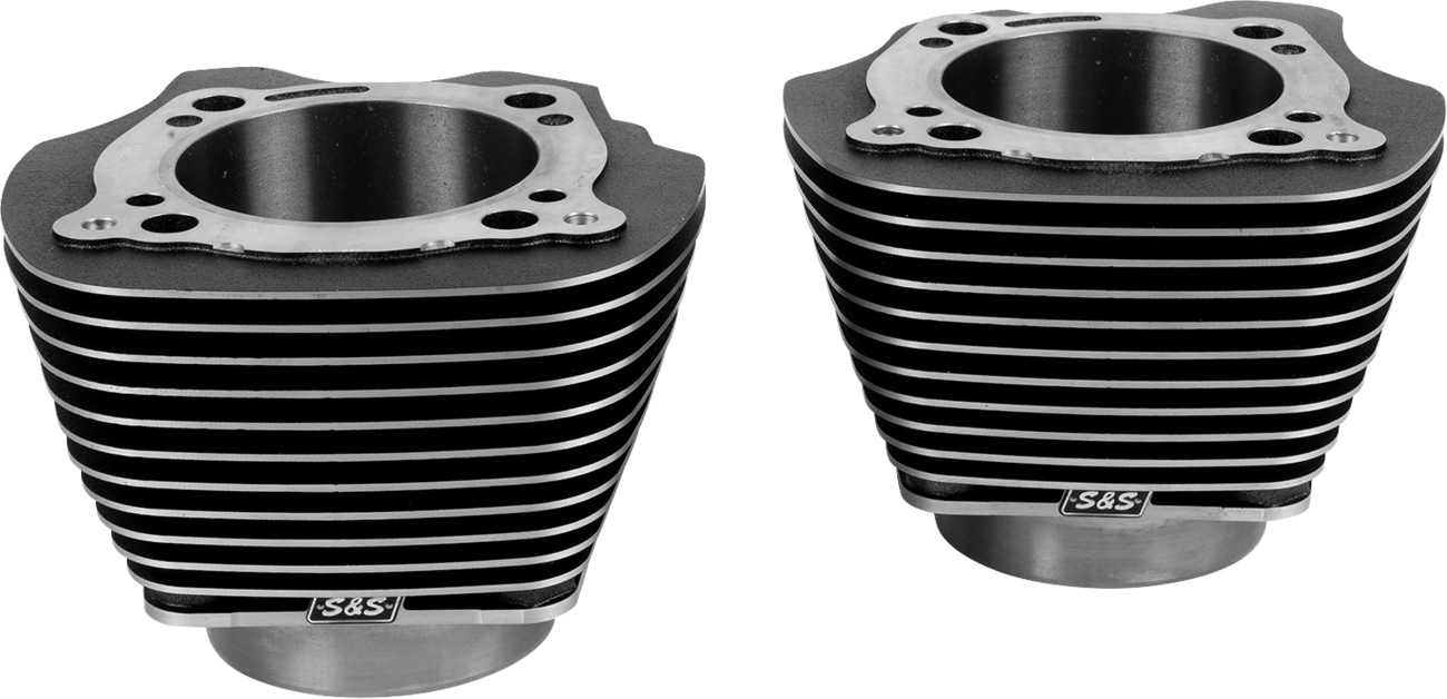 S&S CYCLE Cylinder Set - 4.320" Bore - Unhoned - Black Granite w/Highlighted Fins - M8 910-1007A