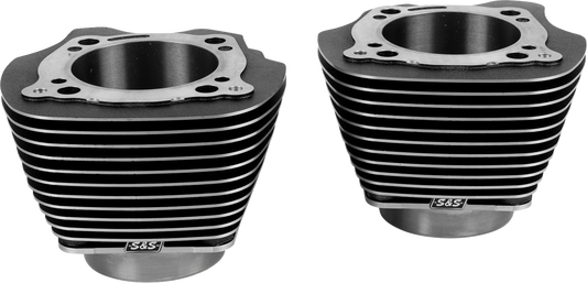 S&S CYCLE Cylinder Set - 4.320" Bore - Unhoned - Black Granite w/Highlighted Fins - M8 910-1007A