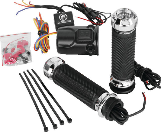 Performance Machine FLTRX TBW Heated Grips Apex - Chrome