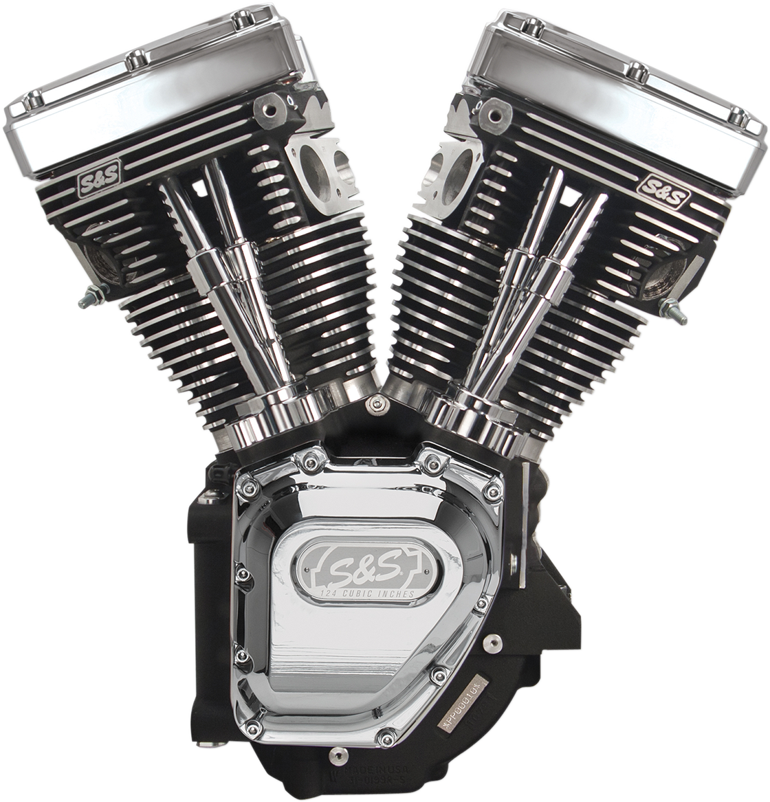 S&S CYCLE T124 Long Block Engine - Wrinkle Black with Chrome - Touring | Dyna 310-0282A