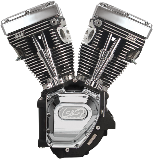 S&S CYCLE T124 Long Block Engine - Wrinkle Black with Chrome - Touring | Dyna 310-0282A