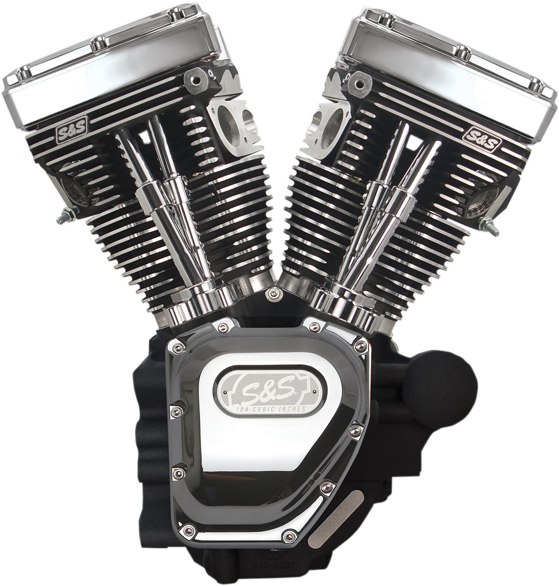S&S CYCLE T124 Long Block Engine - Wrinkle Black and Chrome - FXD | FXDWG 310-0882A