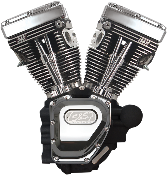 S&S CYCLE T124 Long Block Engine - Wrinkle Black and Chrome - FXD | FXDWG 310-0882A