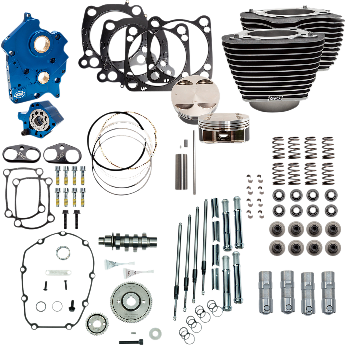 S&S CYCLE 128" Power Package - Gear Drive - Wrinkle Black with Highlighted Fins - 114"/117" M8 310-1104A