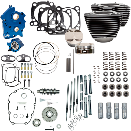 S&S CYCLE 128" Power Package - Gear Drive - Wrinkle Black with Highlighted Fins - 114"/117" M8 310-1104A