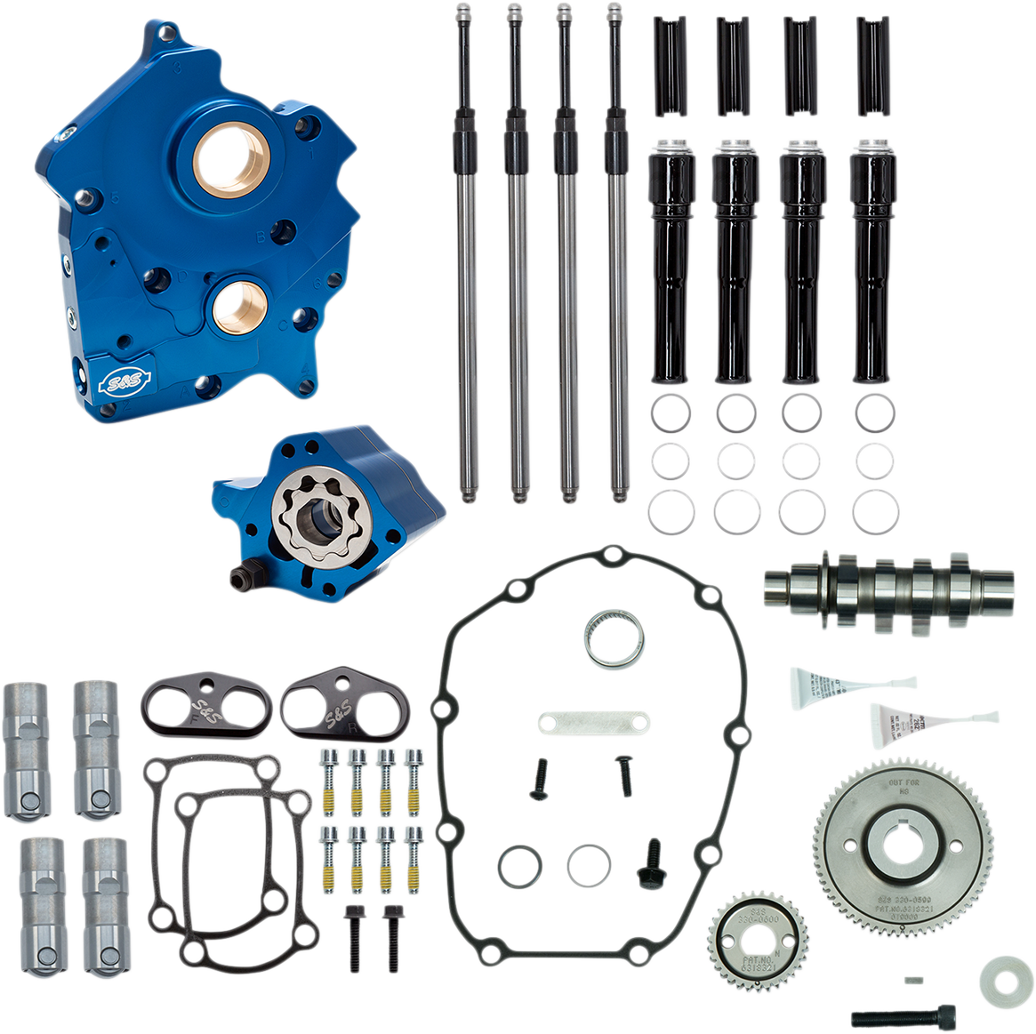 S&S CYCLE Cam Chest Kit with Plate - Gear Drive - Oil Cooled - 465 Cam - Black Pushrods - M8 310-1013A