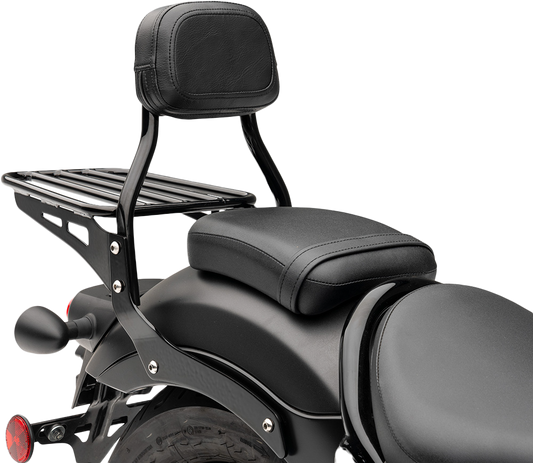 Mini Round Sissy Bar W/Pad Black Hon Rebel 300/500