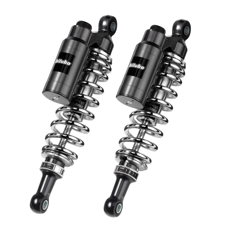 Bitubo WMT0 Twinshocks Adj.: Spring Preload, Reb., Comp., Length 290mm, Piggyback Tank, Chr Edition