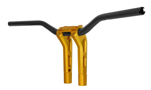 Performance Machine Phatbar H-Bar Assy, 9in Riser, 1-1/4in Bar, Int Wire, Gauge Mnt - Gold Ops